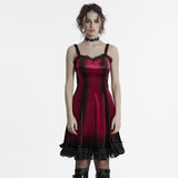 Goth gradient printed velvet dress