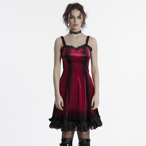 Goth gradient printed velvet dress
