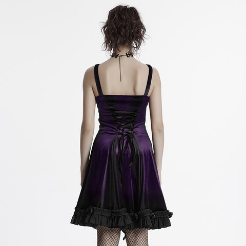Goth gradient printed velvet dress