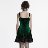 Goth gradient printed velvet dress