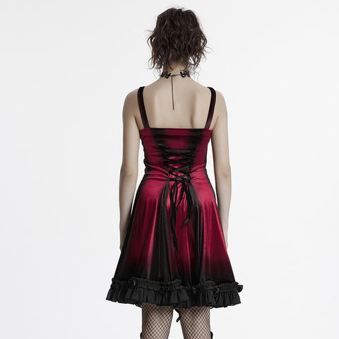 Goth gradient printed velvet dress