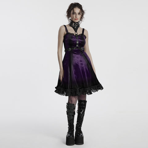 Goth gradient printed velvet dress