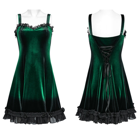 Goth gradient printed velvet dress