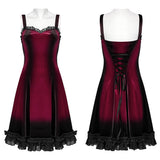 Goth gradient printed velvet dress