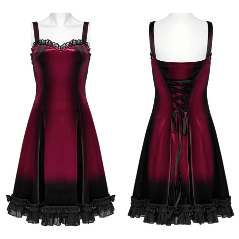 Goth gradient printed velvet dress