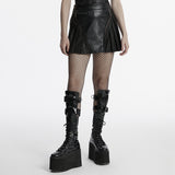 Punk personalized pleated leather skirt