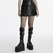 Punk personalized pleated leather skirt
