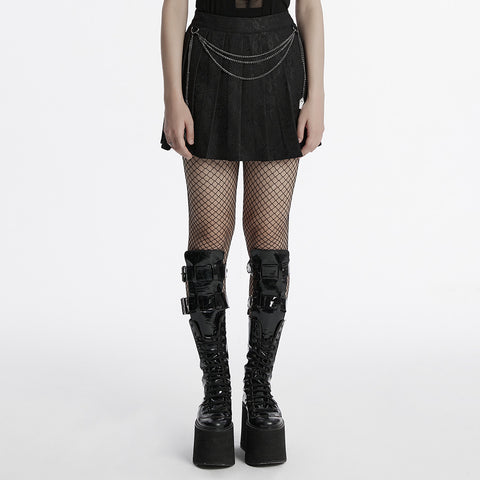 Punk patterned pleated skirt