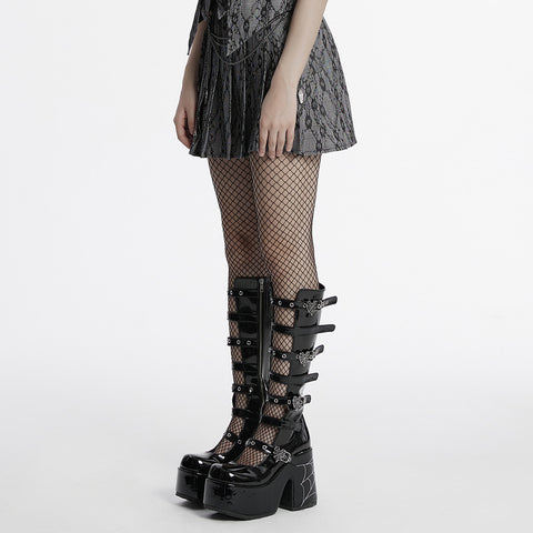 Punk patterned pleated skirt
