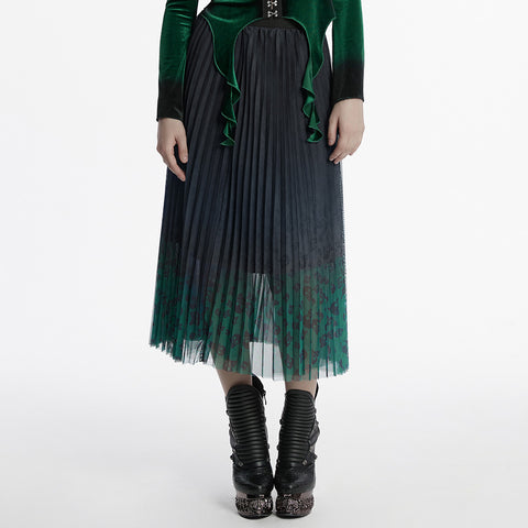 Goth Skull Print Gradient Skirt