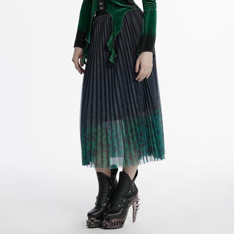 Goth Skull Print Gradient Skirt