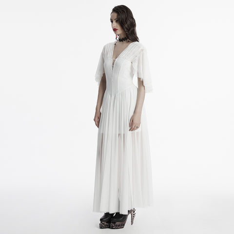 Goth Elegant V-Neck Lace Dress