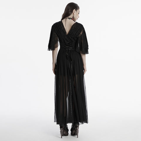 Goth Elegant V-Neck Lace Dress