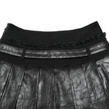Punk pleated leather skirt