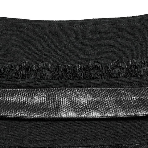 Punk pleated leather skirt