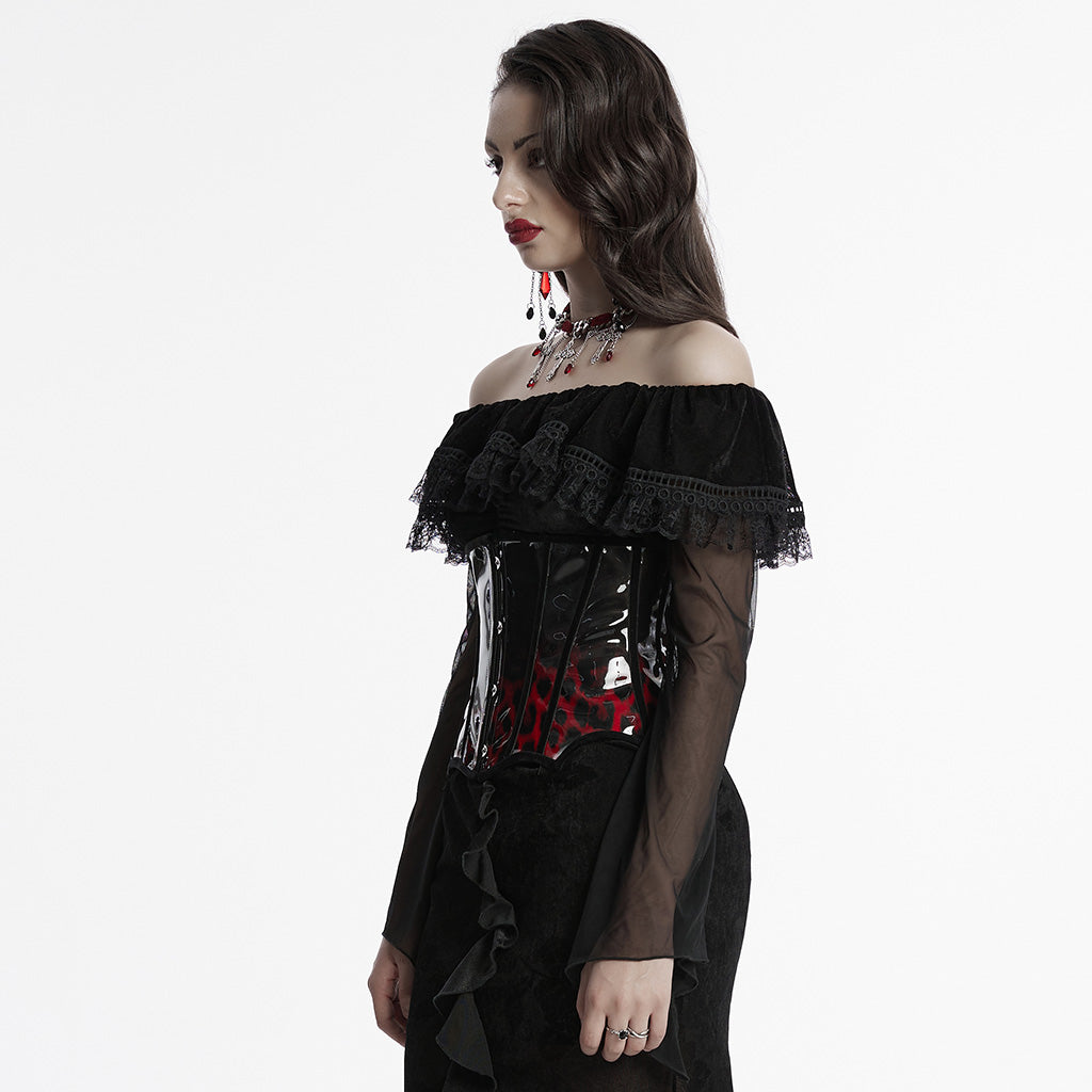 Goth leopard print patent leather corset– Punkravestore