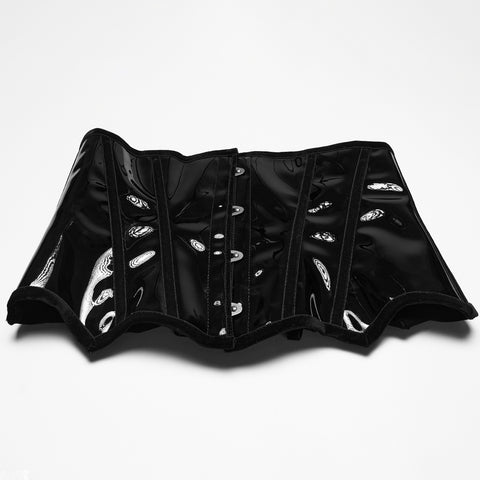 Goth leopard print patent leather corset