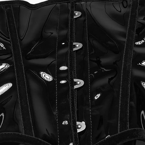 Goth leopard print patent leather corset