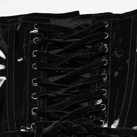 Goth leopard print patent leather corset
