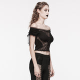 Gothic off shoulder lace corp Top