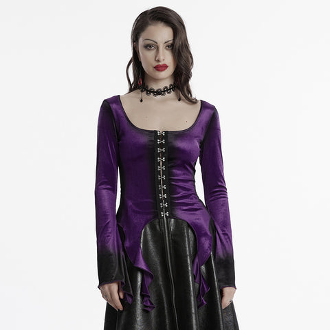Goth Gradient Printed Velvet T-shirt