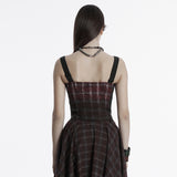 Punk gradient plaid vest