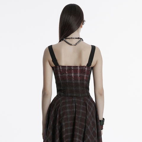 Punk gradient plaid vest