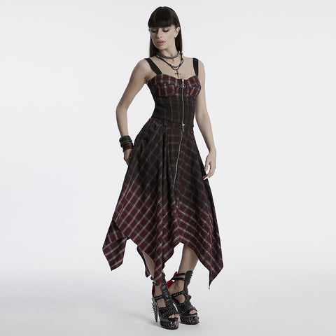 Punk gradient plaid vest