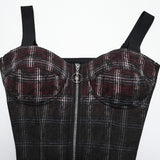 Punk gradient plaid vest