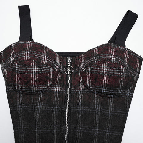 Punk gradient plaid vest