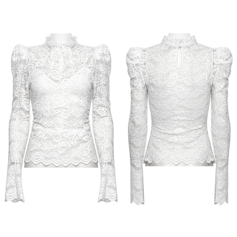 Gothic stand collar lace T-shirt