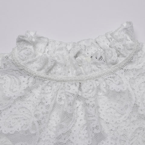 Gothic stand collar lace T-shirt