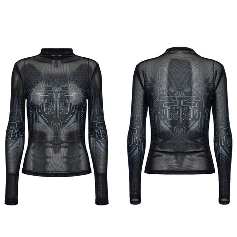 Cyber Skull Gradient Printed T-shirt
