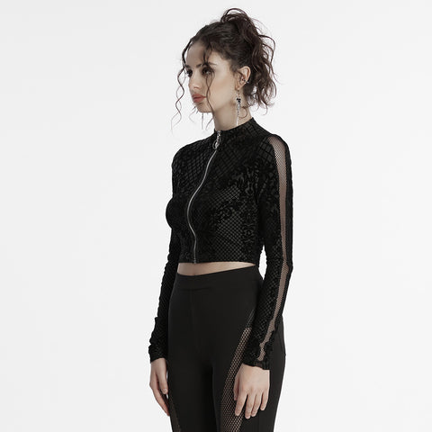 Goth Flocking Mesh Coat