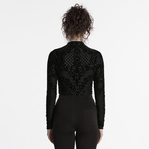 Goth Flocking Mesh Coat