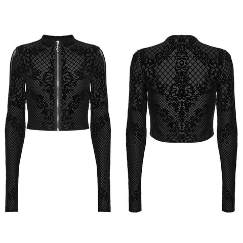 Goth Flocking Mesh Coat