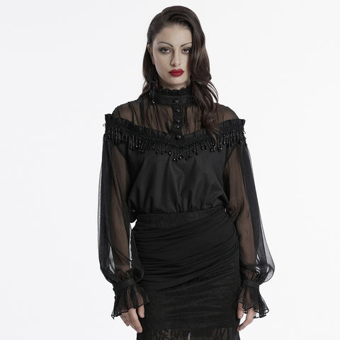 Goth pullover chiffon shirt