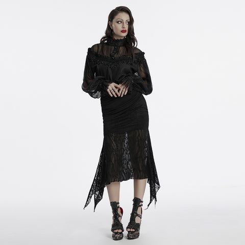 Goth pullover chiffon shirt