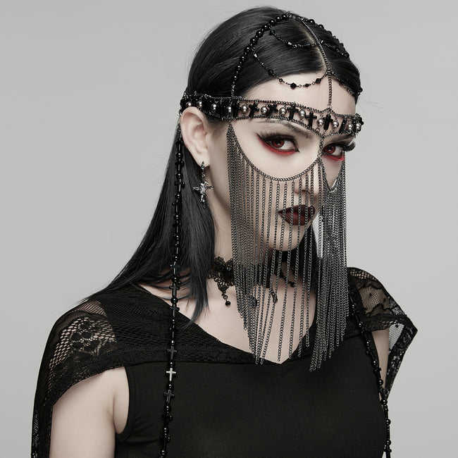 Goth Cross Priest tassel headwear