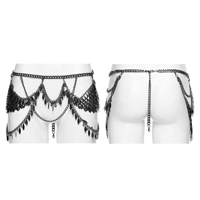 Punk metal blade waist chain