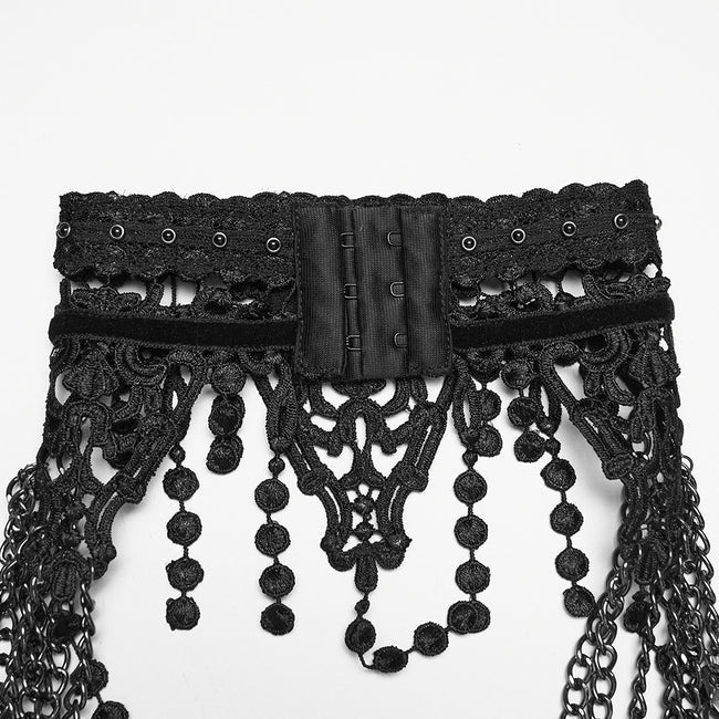 Punk lace leaf necklace
