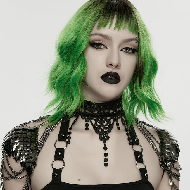 Punk lace leaf necklace