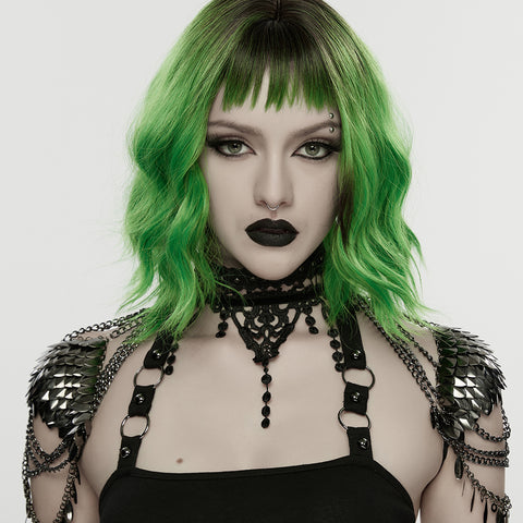 Punk lace leaf necklace