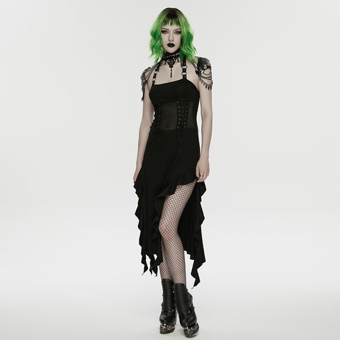 Punk lace leaf necklace