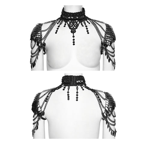 Punk lace leaf necklace
