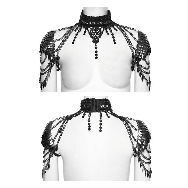 Punk lace leaf necklace