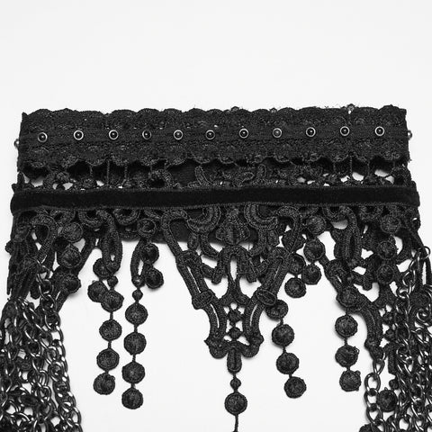 Punk lace leaf necklace