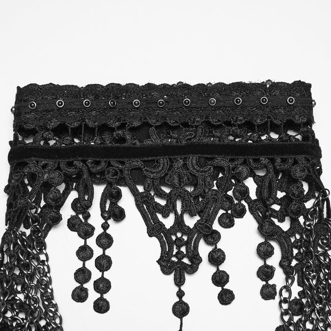 Punk lace leaf necklace