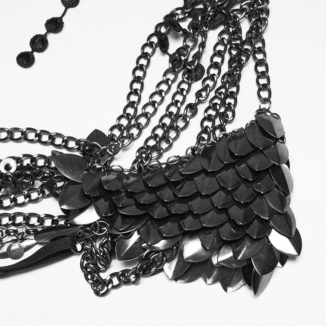 Punk lace leaf necklace