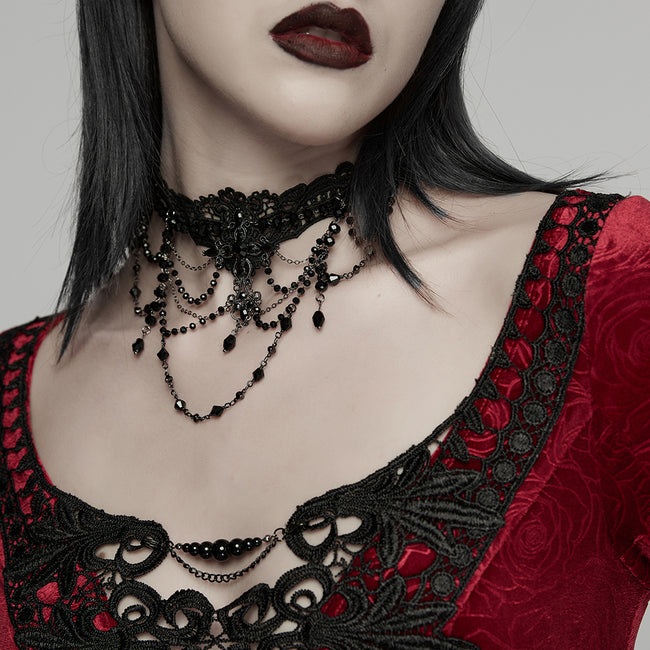 Goth Cross Lace Necklace